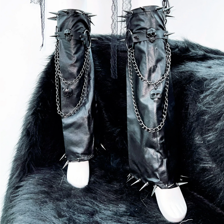 O ring zip-up rivet applique v neck PU leather top  | Festival Outfits Women