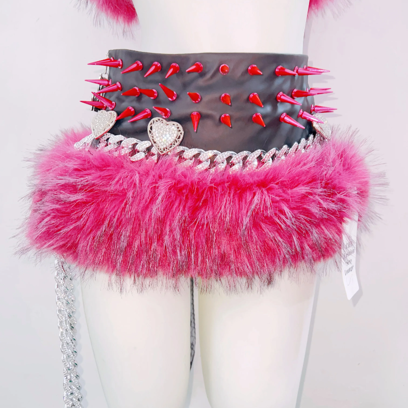 Fluffy rivet applique self tie backless tube top  | Festival Outfits Women