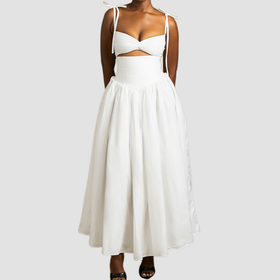 Hollow out self tie cami solid cut out maxi dress  | Festival Outfits Women
