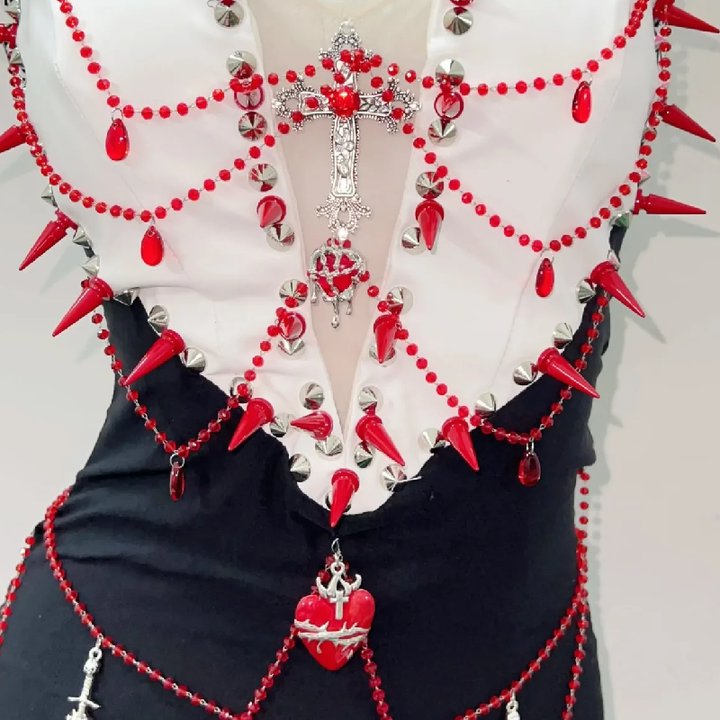 Sweetheart neck beaded rivet applique mini dress  | Festival Outfits Women