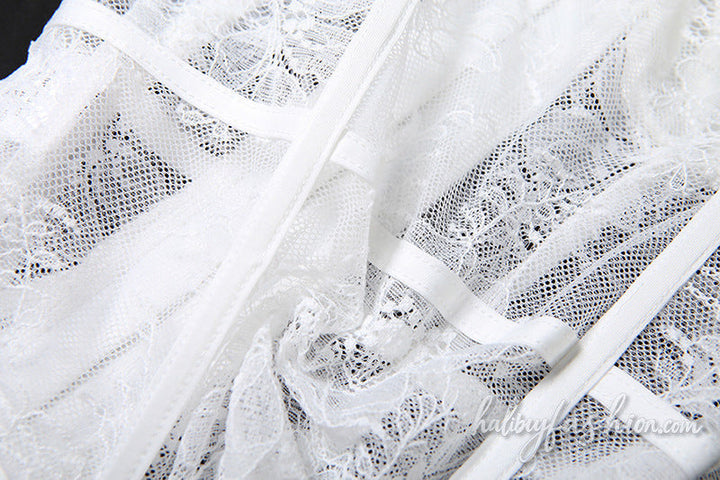 Lace ruched off shoulder self tie solid top