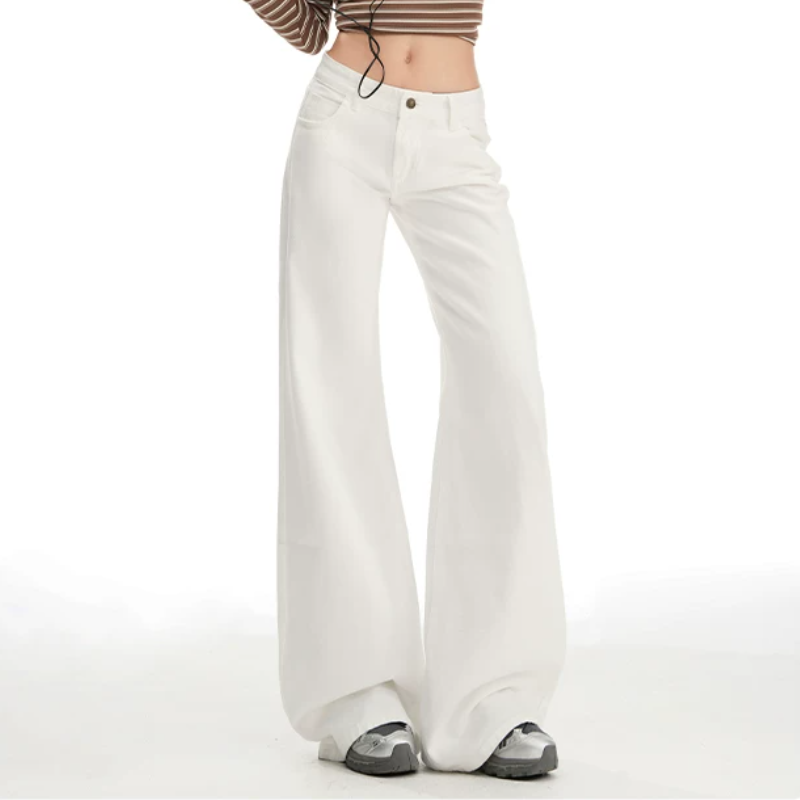 Solid button pocket zip-up low rise jeans | Baggy Low Rise Jeans