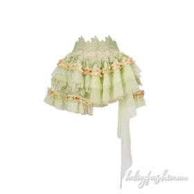Lace hem irregular ruffle mesh A line mini skirt