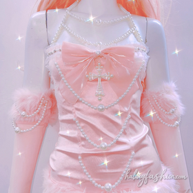 Beaded bowknot cross applique ruffle top