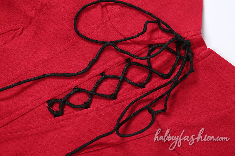 Lace up sweetheart neck corset tube top