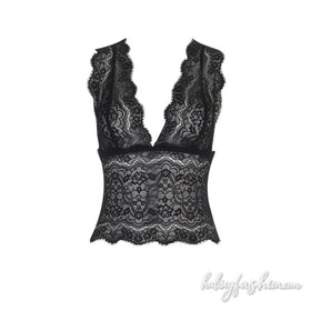 Lace v neck see through solid tank top