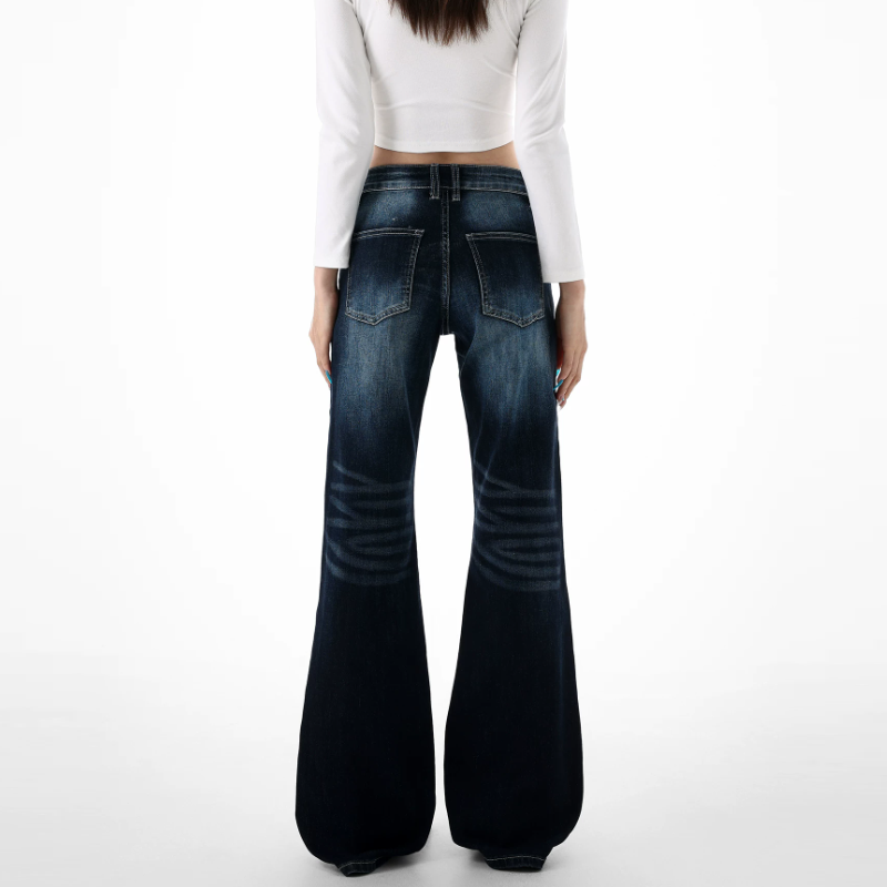 Button cat whisker pocket low rise jeans | Baggy Low Rise Jeans