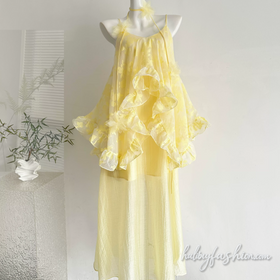 Ruffle mesh u neck backless cami maxi dress