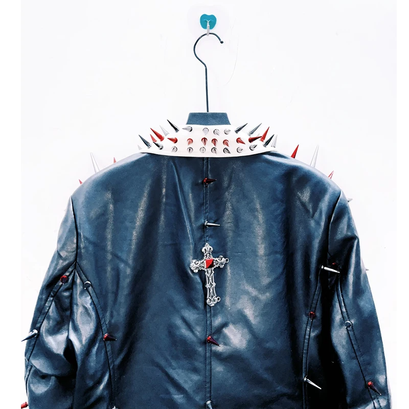 Long sleeve rivet PU leather turnover collar coat top  | Festival Outfits Women