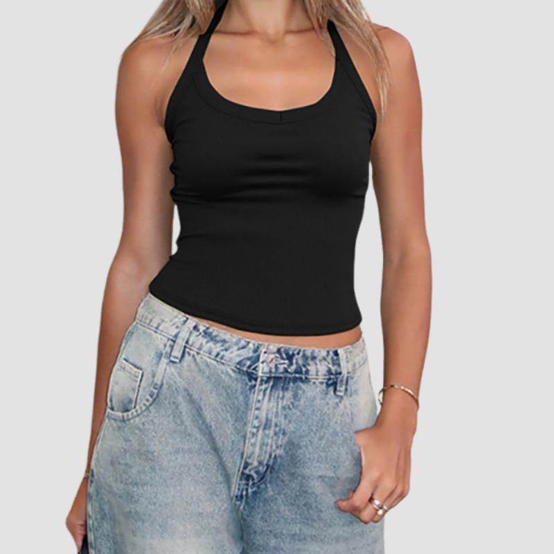 Halter backless u neck solid top  | Festival Outfits Women