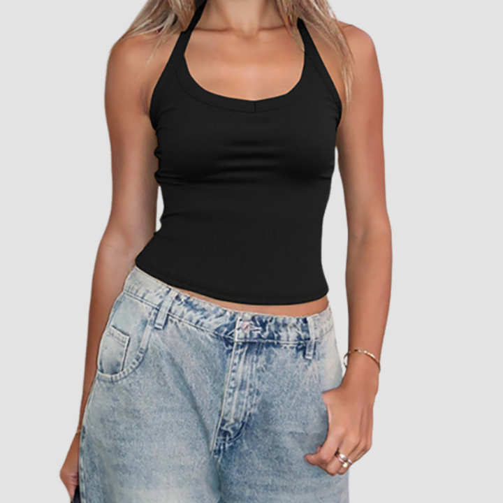 Halter backless u neck solid top  | Festival Outfits Women