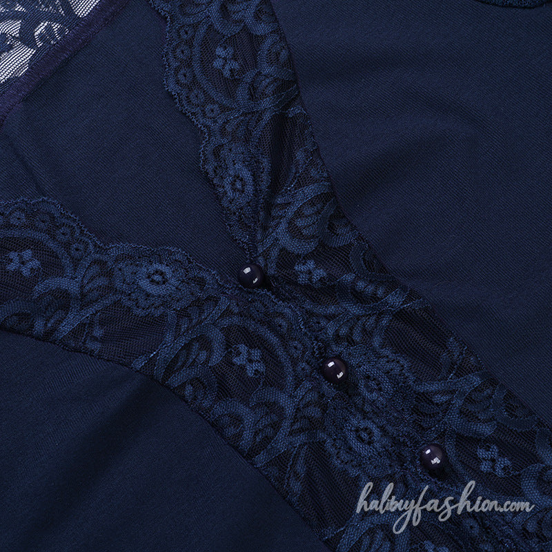 Long sleeve lace v neck button bodysuit - Halibuy - 8