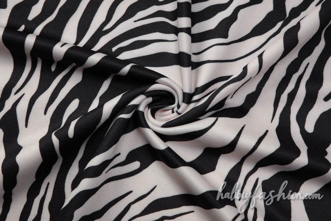 Zebra print halter self tie u neck irregular mini dress - Halibuy - 8