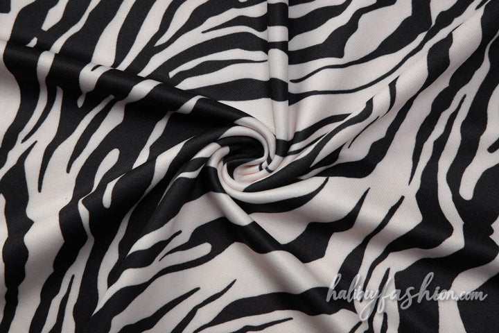 Zebra print halter self tie u neck irregular mini dress - Halibuy - 8