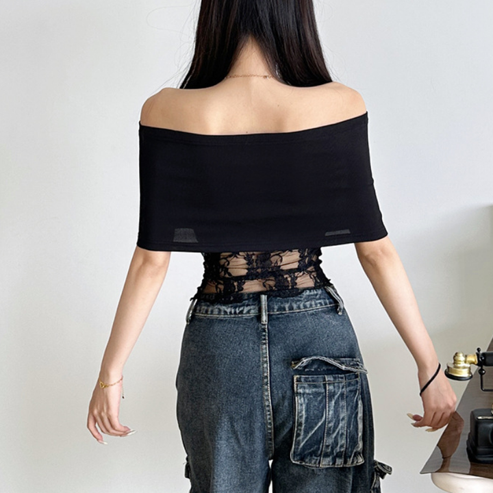 Hoodie lace hollow out off shoulder 2-way cut out top  | Festival Outfits Women