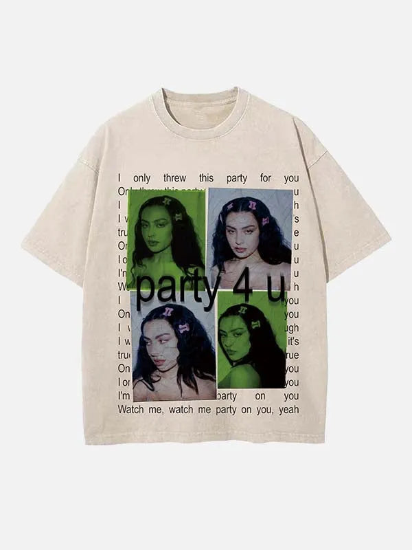Hyperpop It-Girl Print Round Neck T-shirt