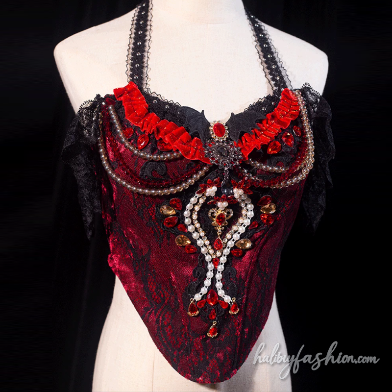 Beaded ruffle v neck lace backless top