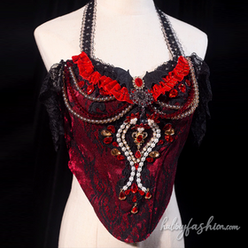 Beaded ruffle v neck lace backless top