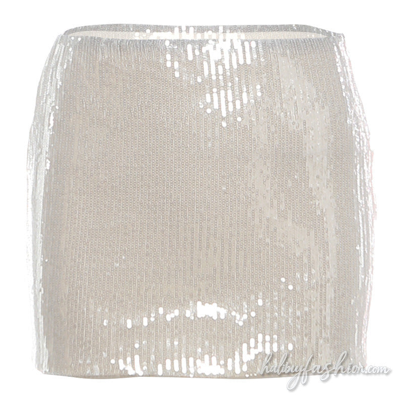 Glitter solid medium rise mini skirt