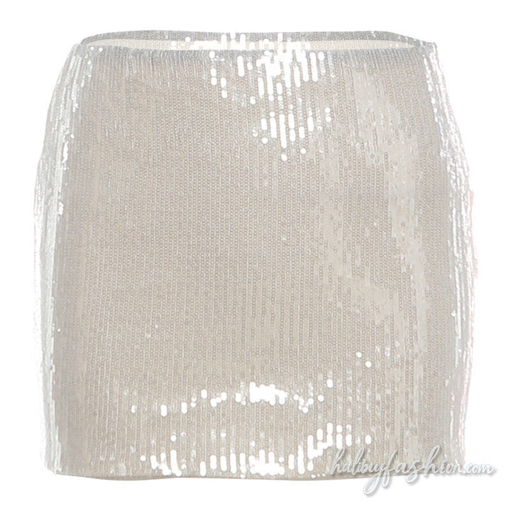 Glitter solid medium rise mini skirt