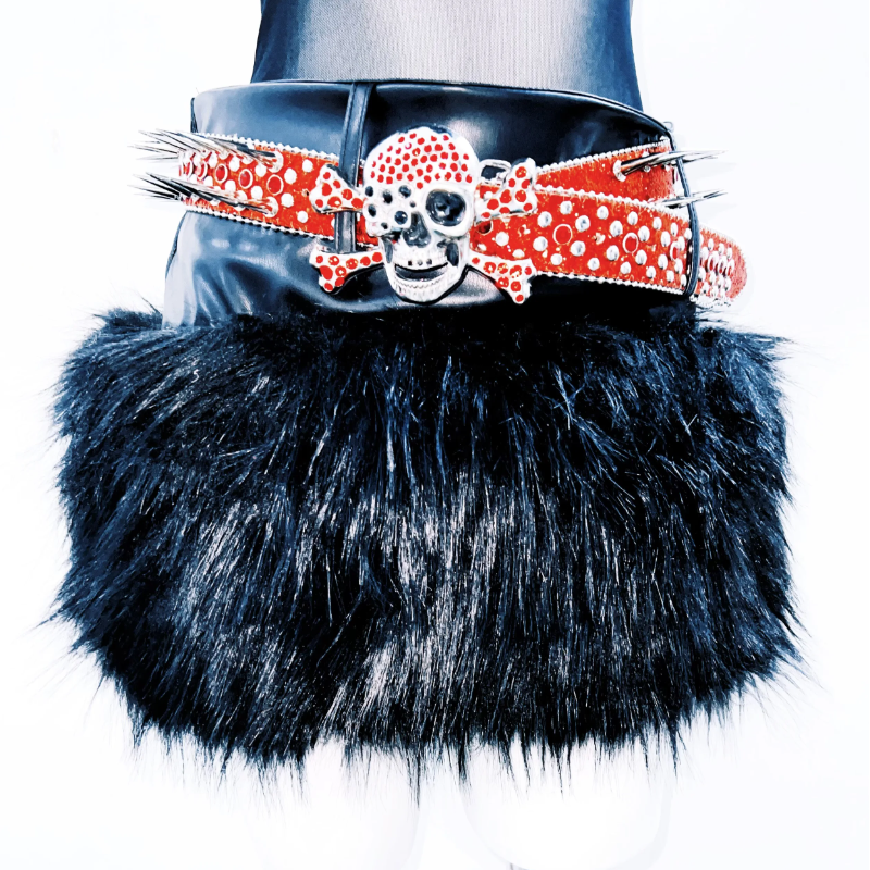 Halter fluffy rivet skull applique backless top  | Festival Outfits Women