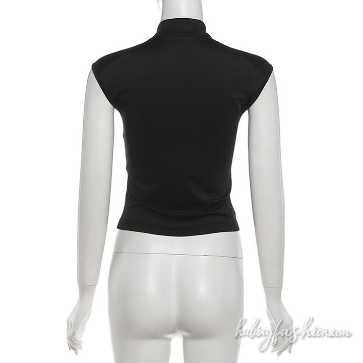 Self tie hollow out sleeveless solid top