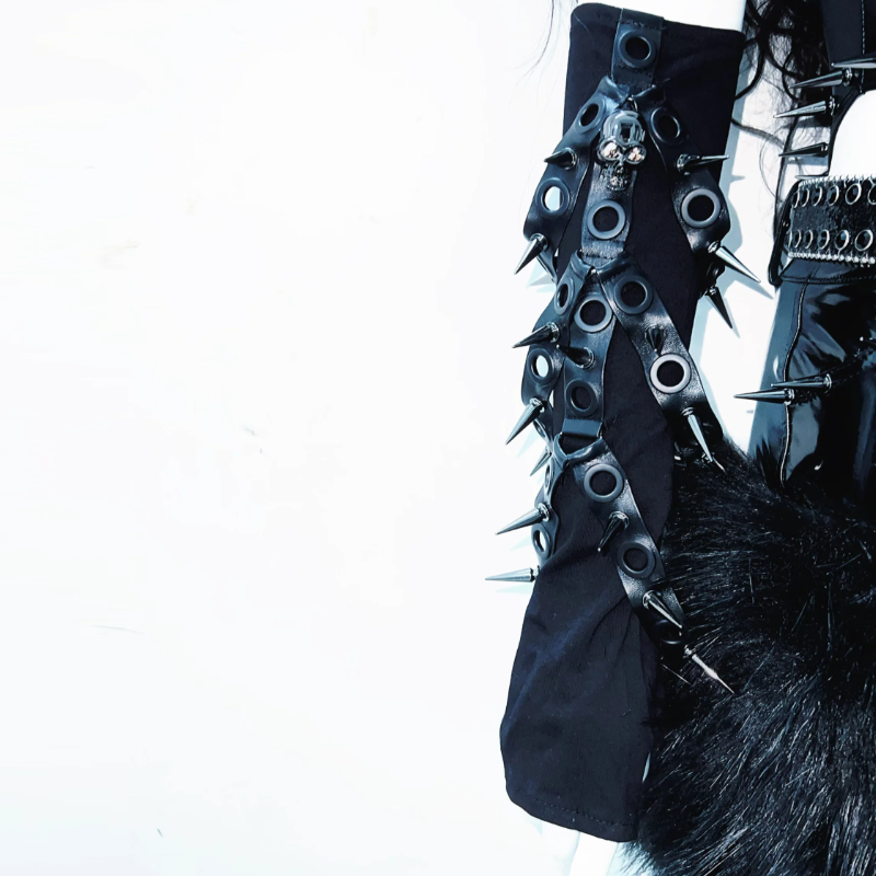 PU leather u neck rivet applique o ring hollow out bodysuit  | Festival Outfits Women