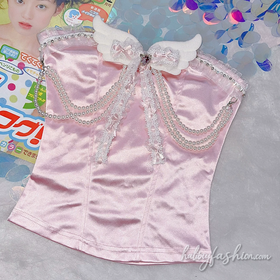 Satin bowknot beaded wings applique tube top