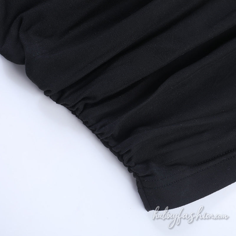Halter self tie hollow out ruched backless top