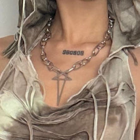 Star decor metal chain choker necklace  | Festival Outfits Women