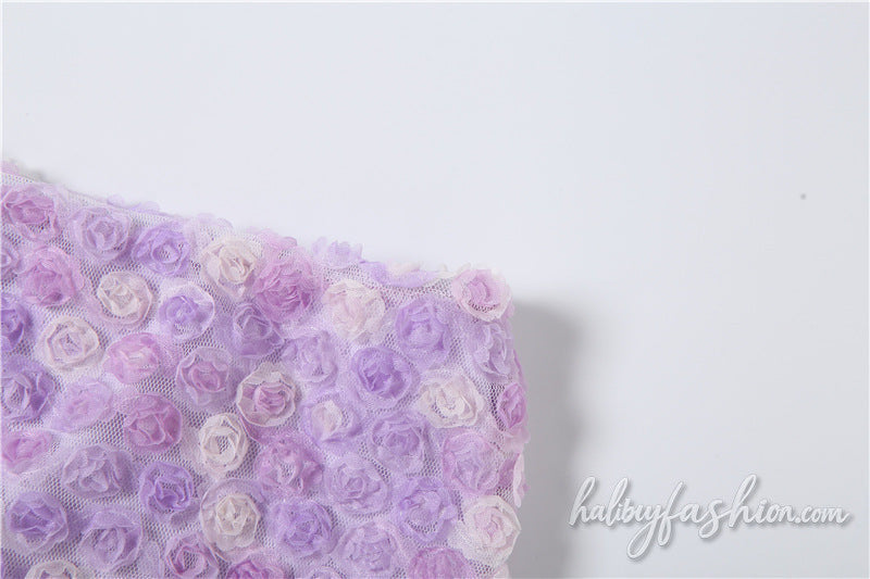 Mesh flower applique contrast mini skirt