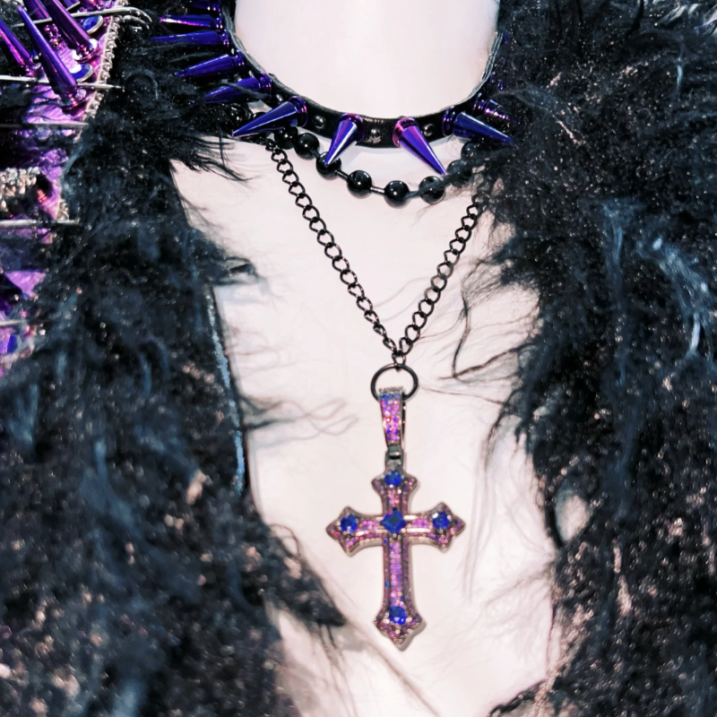 Fluffy long sleeve rivet applique o ring top  | Festival Outfits Women