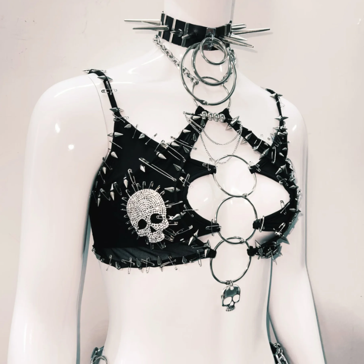 Hollow out o ring rivet applique cami cut out top  | Festival Outfits Women