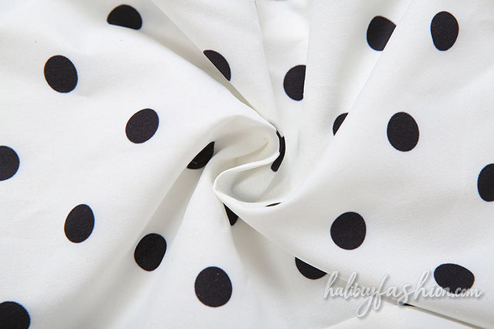 Polka dot halter irregular zip-up ruched mini dress