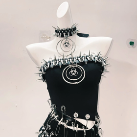 Rivet o ring skull applique tube top  | Festival Outfits Women