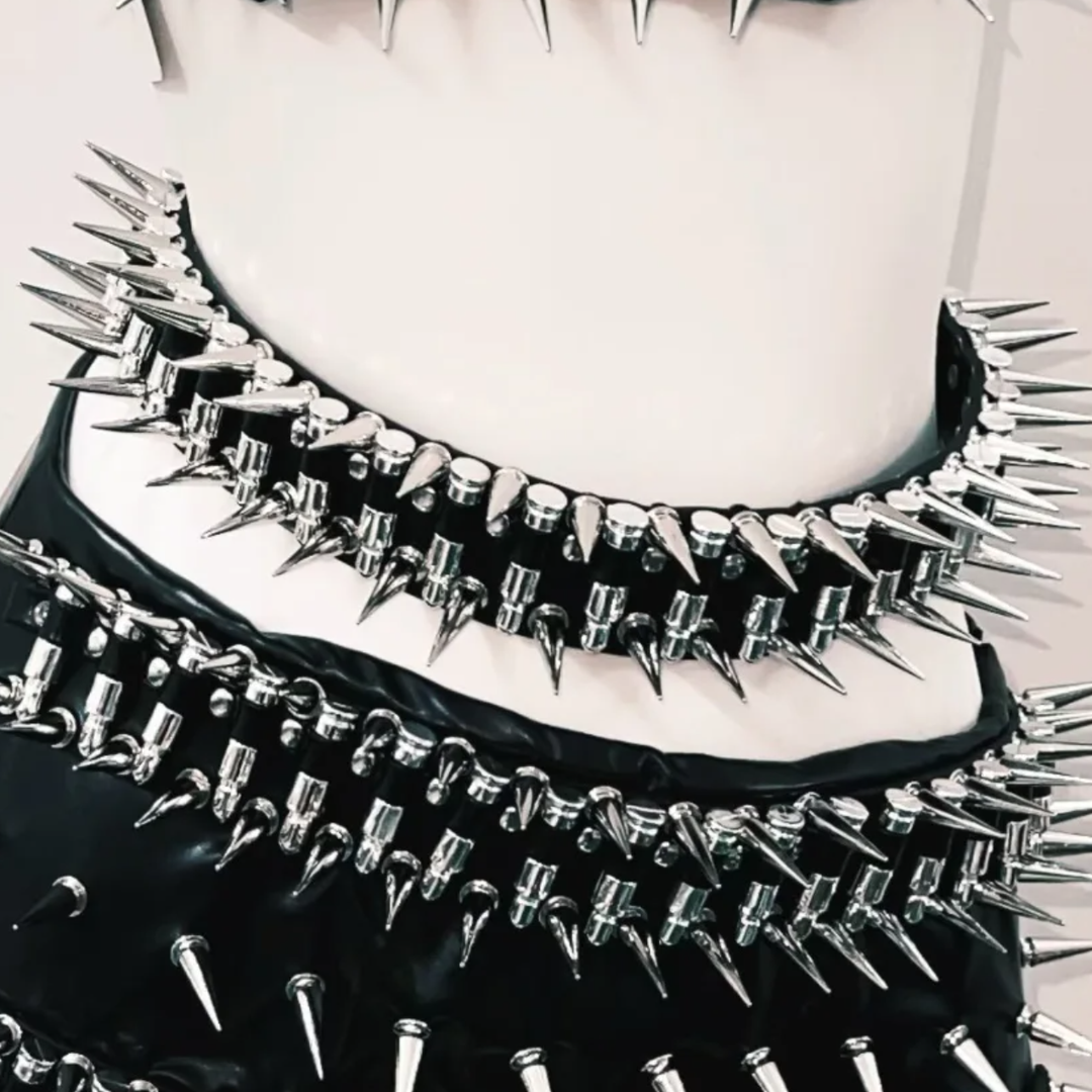 O ring rivet PU leather metal chain belt top  | Festival Outfits Women-final-sale