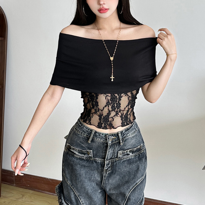 Hoodie lace hollow out off shoulder 2-way cut out top  | Festival Outfits Women