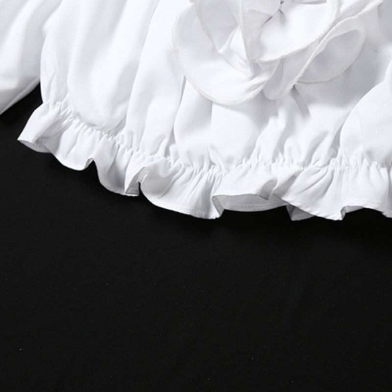 Off shoulder ruched flower applique crop top  | Festival Outfits Women