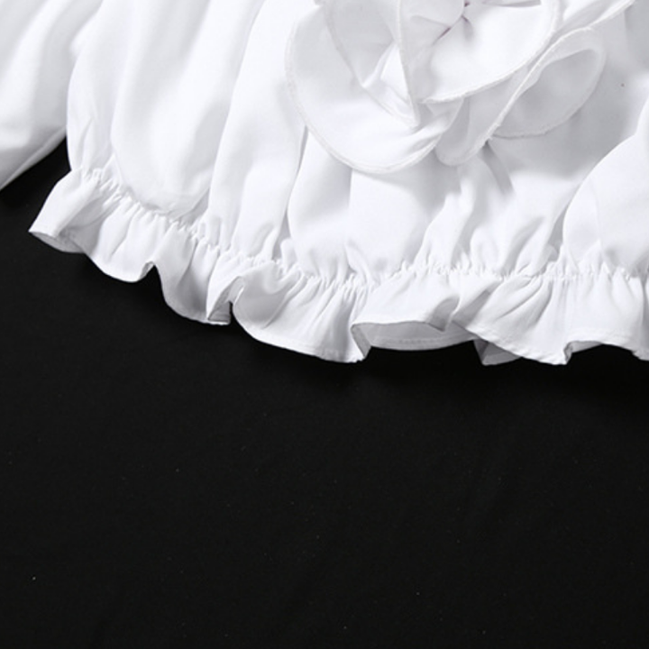 Off shoulder ruched flower applique crop top  | Festival Outfits Women