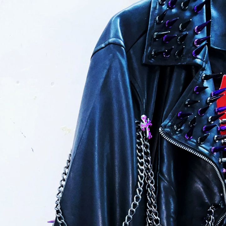 Long sleeve metal chain turnover collar zip-up o ring top  | Festival Outfits Women