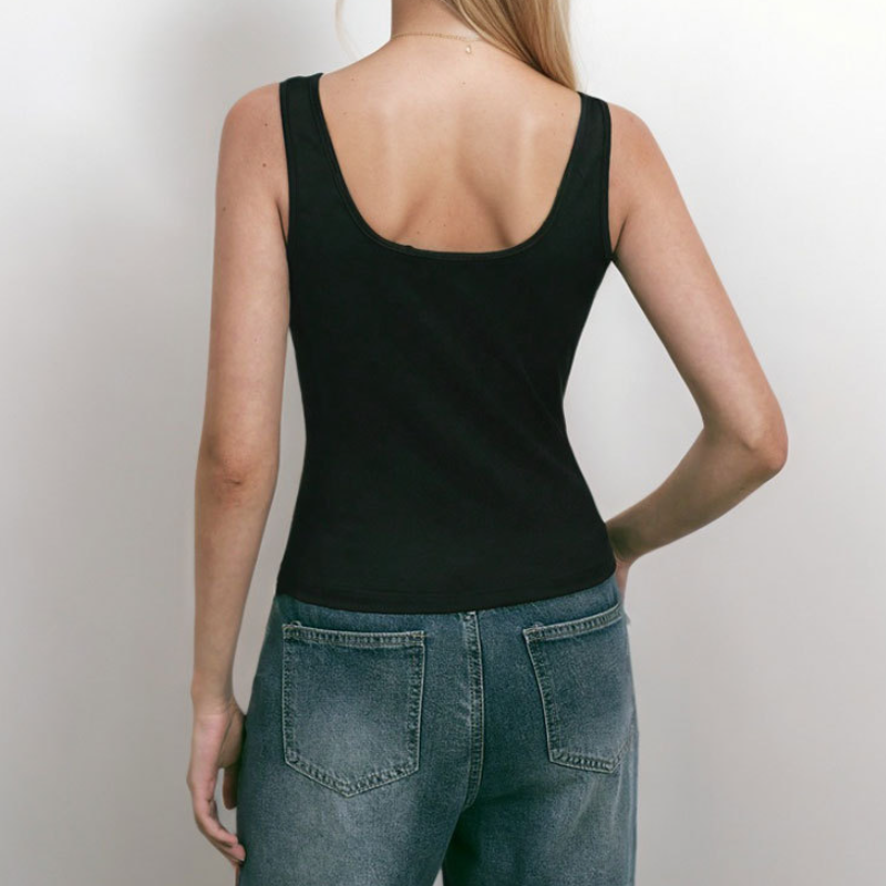 Hollow out irregular black tank cut out top  | Festival Outfits Women