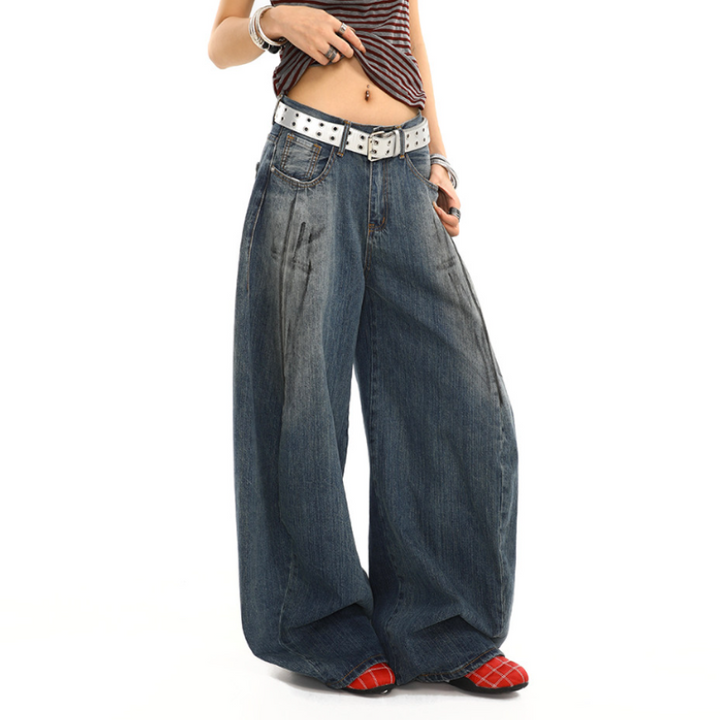 Pocket gradient low rise wide leg | Baggy Low Rise Jeans