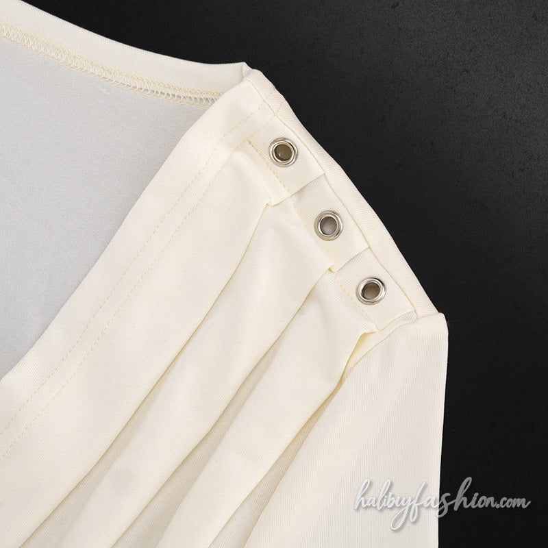 Short sleeve v neck ruched solid top