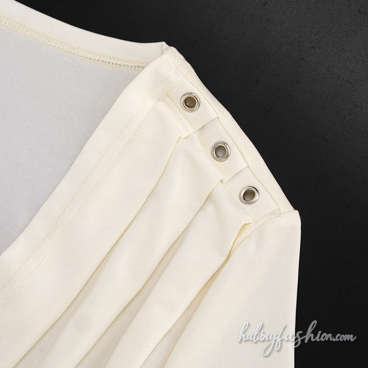 Short sleeve v neck ruched solid top