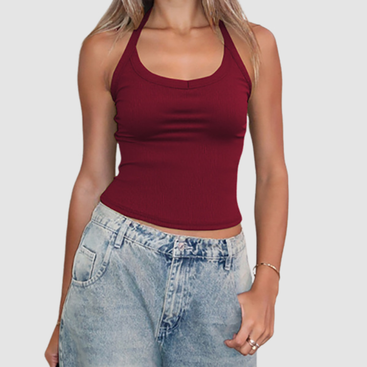 Halter backless u neck solid top  | Festival Outfits Women