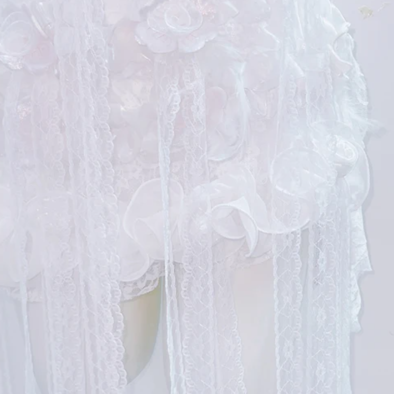 One shoulder lace hem flower applique mini dress  | Festival Outfits Women-final-sale