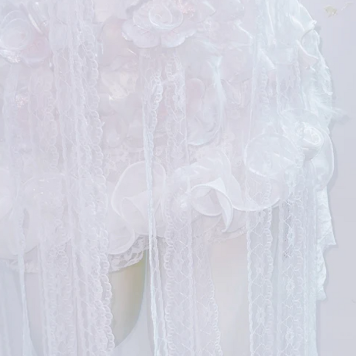 One shoulder lace hem flower applique mini dress  | Festival Outfits Women-final-sale