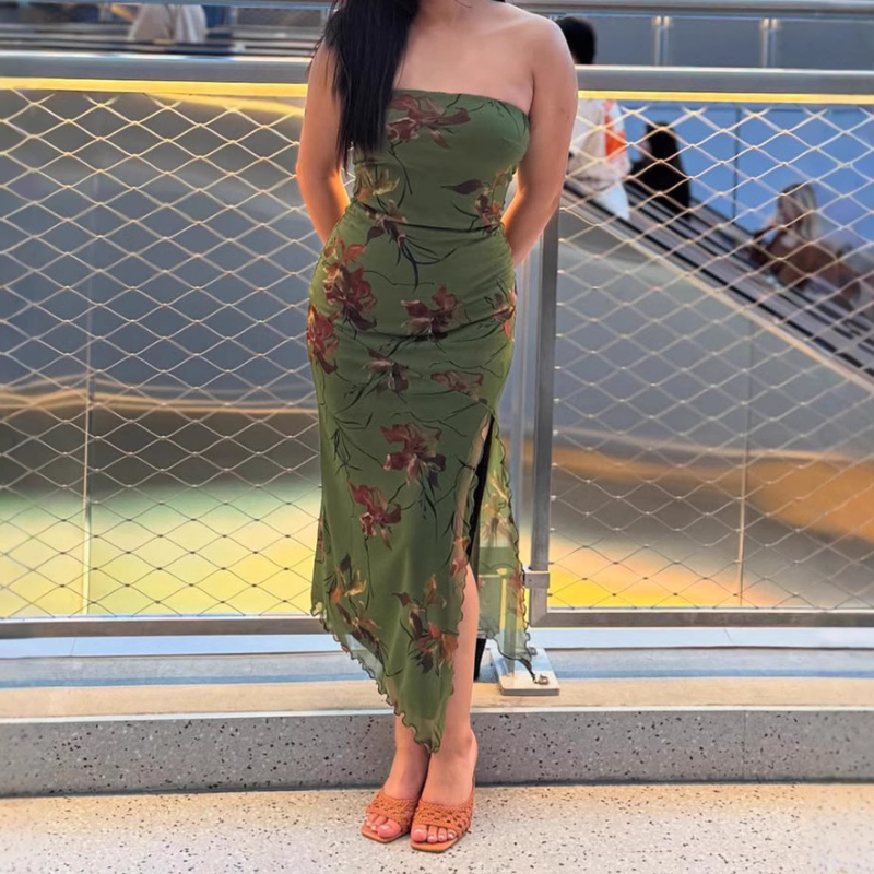festival midi dress Slit ruffle flower print tube The relaxed shirt Adalaide Coated Denim Midi Dress Size and Width:6 1/2 Wide Black off shoulder tulle