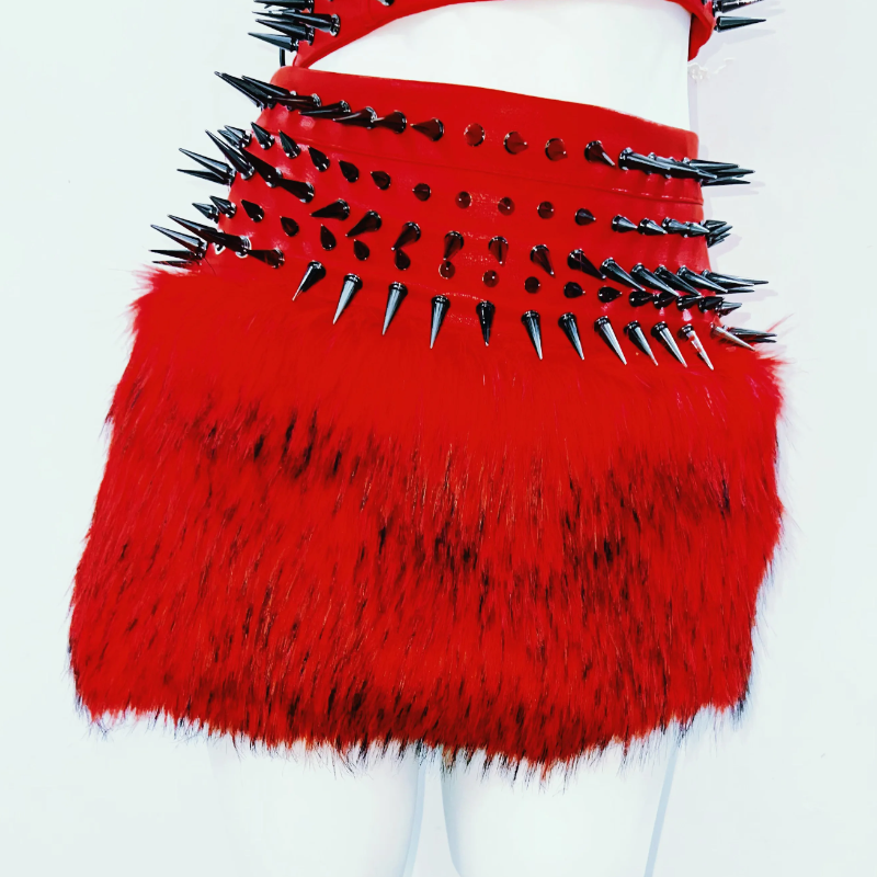 Metal chain o ring rivet applique v neck top  | Festival Outfits Women