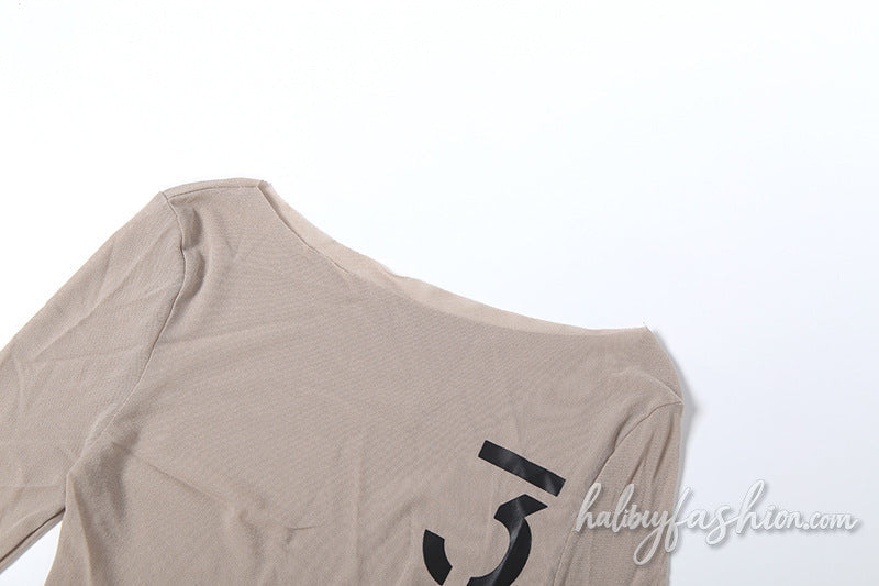 Long sleeve see through round neck button bodysuit